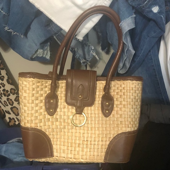 Chaps Handbags - Vintage Chaps Wicker Purse